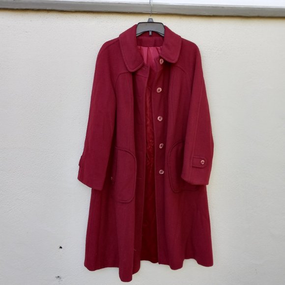 Vintage Red Wool Forecaster Coat Button Front Retro Academia - Picture 2 of 16